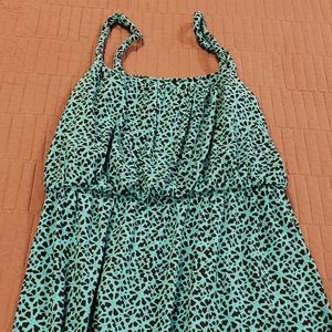 Turquoise and black dress